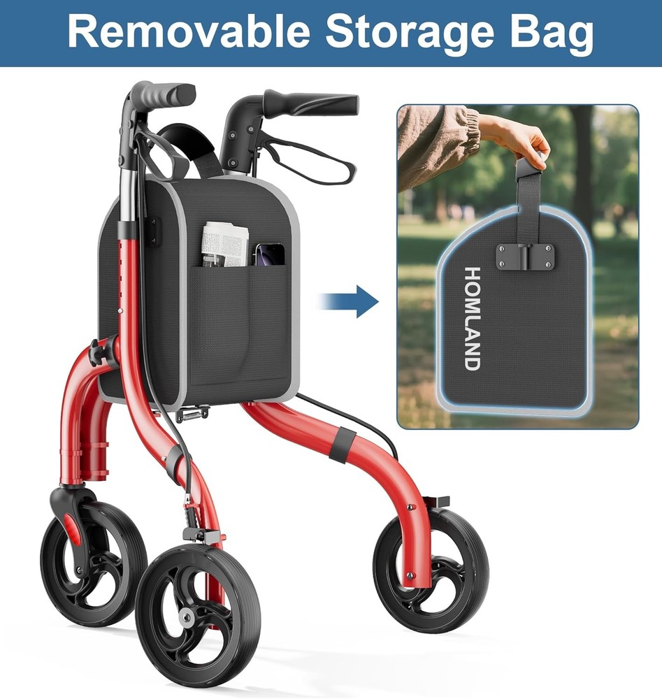 Three Wheel Walker Foldable Aluminum Lightweight Adjustable Mobility Aid