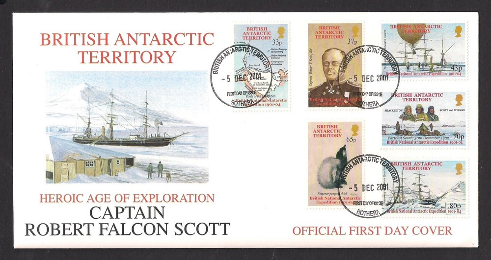 British Antarctic Territory BAT FDC Scott 301-306  2001 Expedition