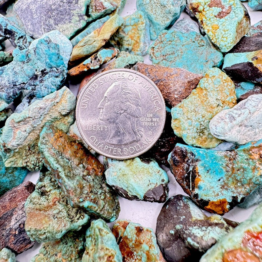 One Pound Natural Veins Turquoise Thin Authentic Hard Blue & Green