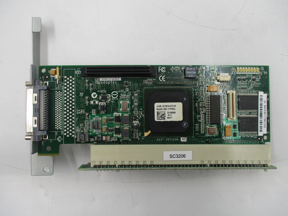 Adaptec ASR-2130SLP 128M SCSI Raid Controller Card with Bracket & Riser Tested