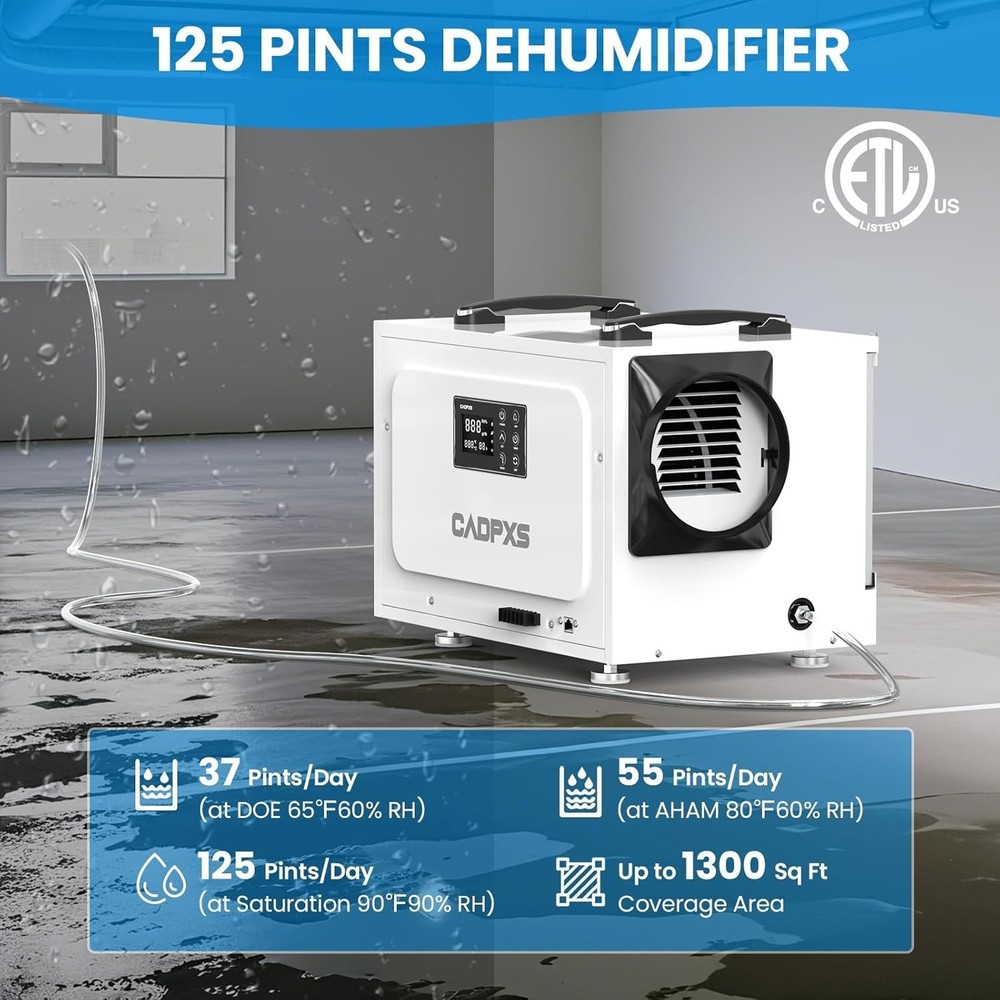 CADPXS Crawl Space Dehumidifier with Pump 125 Pint + Remote Controller Bundle