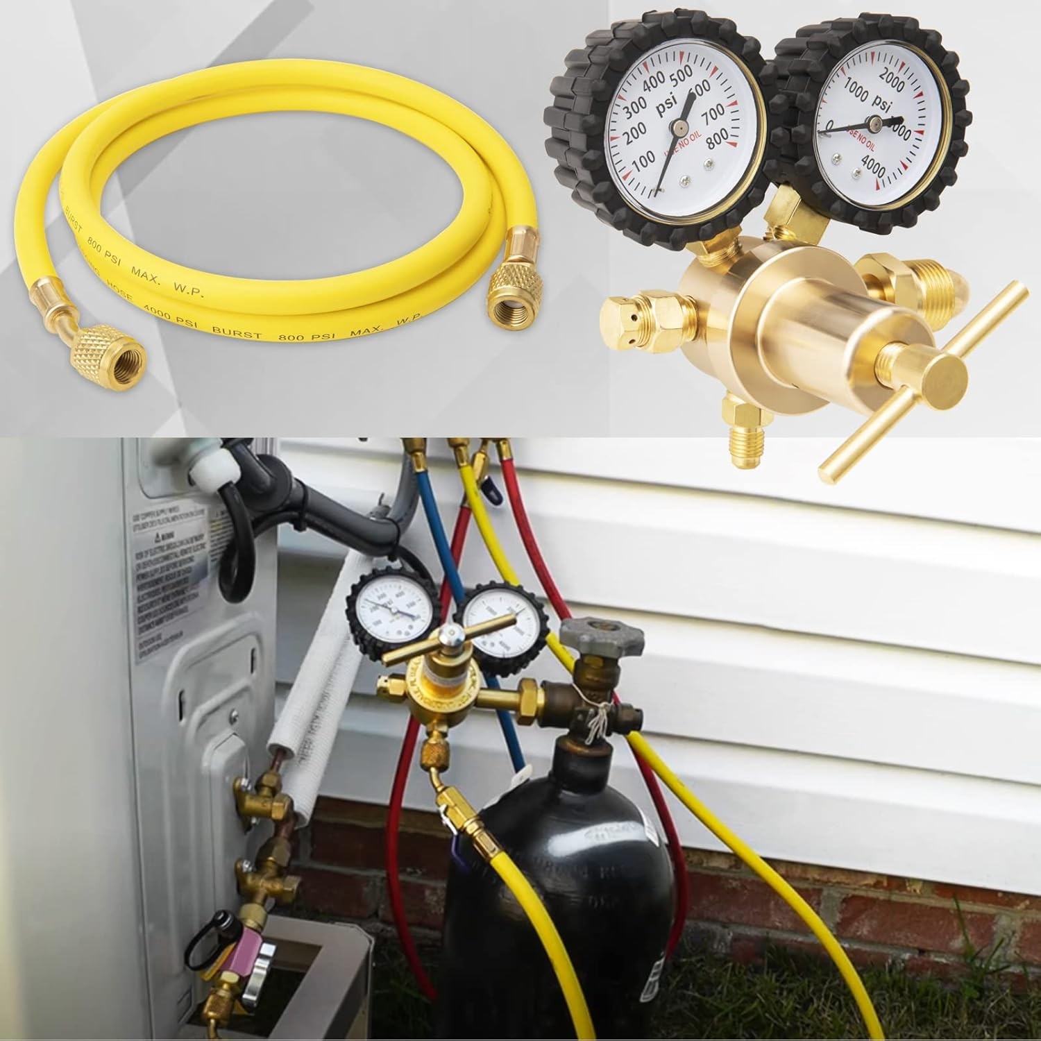 Nitrogen Gas Regulator 0-800 PSI Delivery Pressure with 80inch Hose CGA580 New