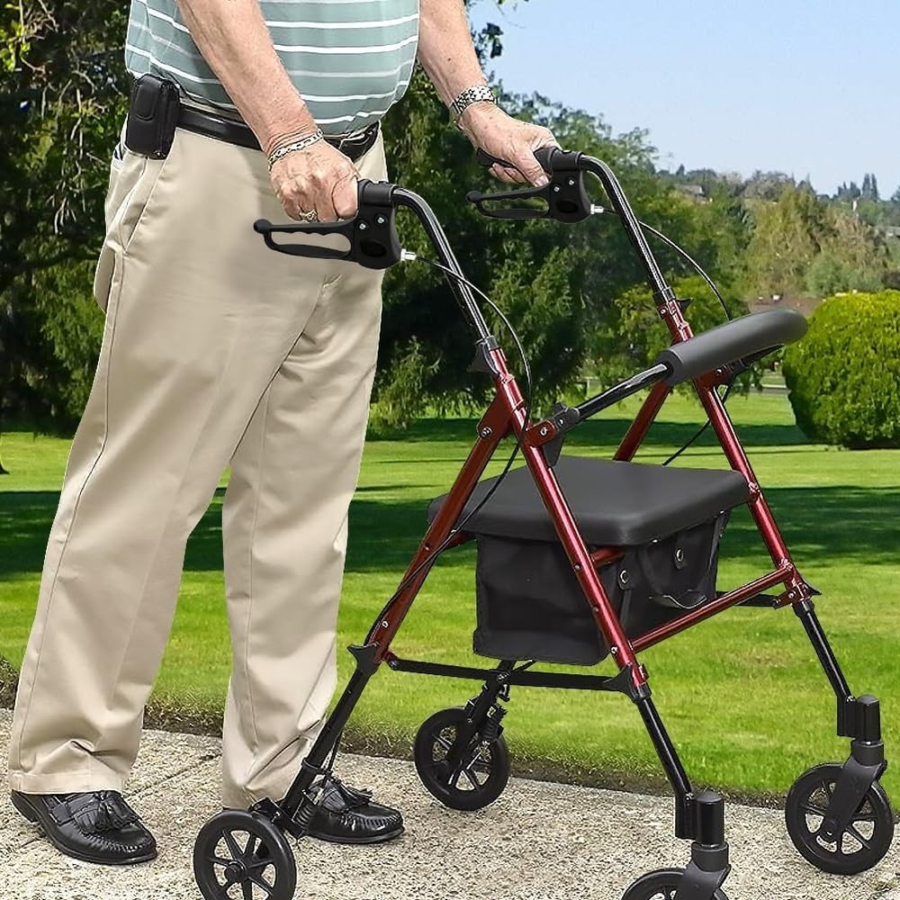 2 Pack Brake Handle Assembly Replacement for Rolling Walker Transport Wheelch...