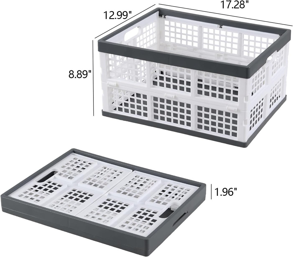 34 L 4-Pack Plastic Collapsible Storage Crate, Foldable Milk Crates