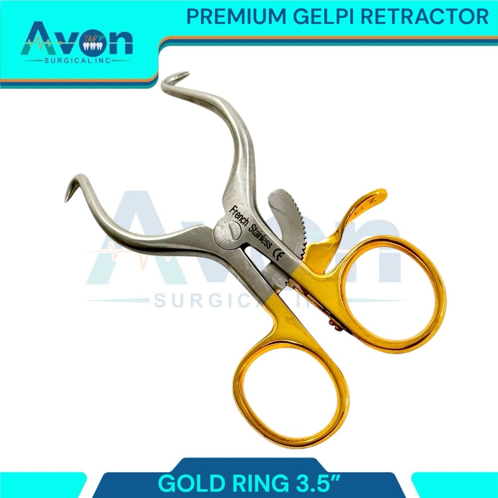 Self Retaining Sharp Pronged Retractor Spreader, Gold Handle, Premium (1 Piece)