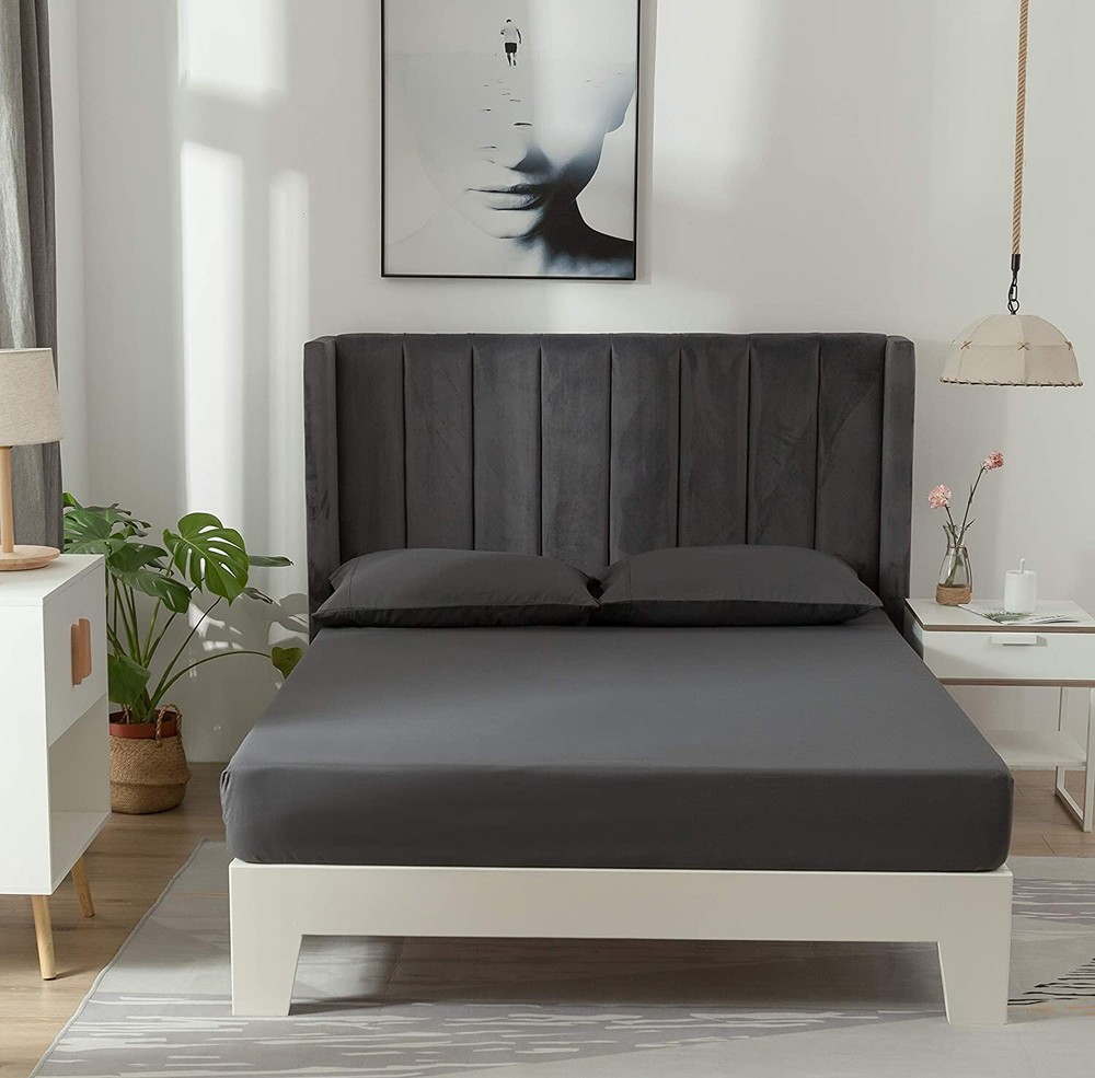 Luxury Queen Bed Sheets Set Grey Ultra Soft 4 Pieces Bedding Microfiber