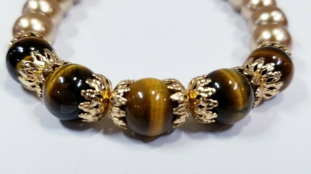 GENUINE TIGER EYE BRACELET & EARRING SET