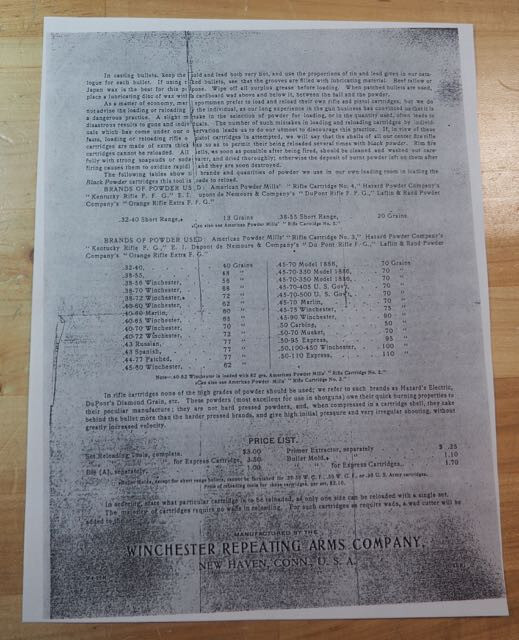 Winchester Model 1894 Reloading Tool-Instructions-(Light Gray Color)