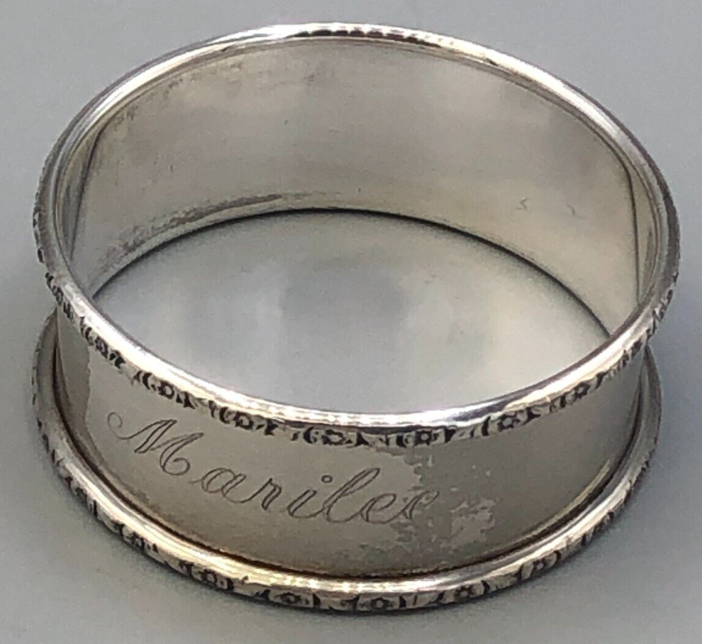 Webster Sterling Silver Napkin Ring 3/4" wide, engraved Mariles