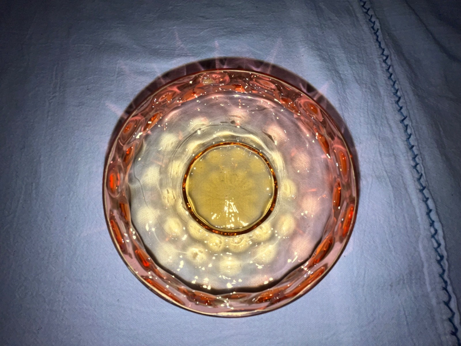 Victorian Enameled Amberina Low Bowl-Floral Sprigs-Victorian-Late 1800’s