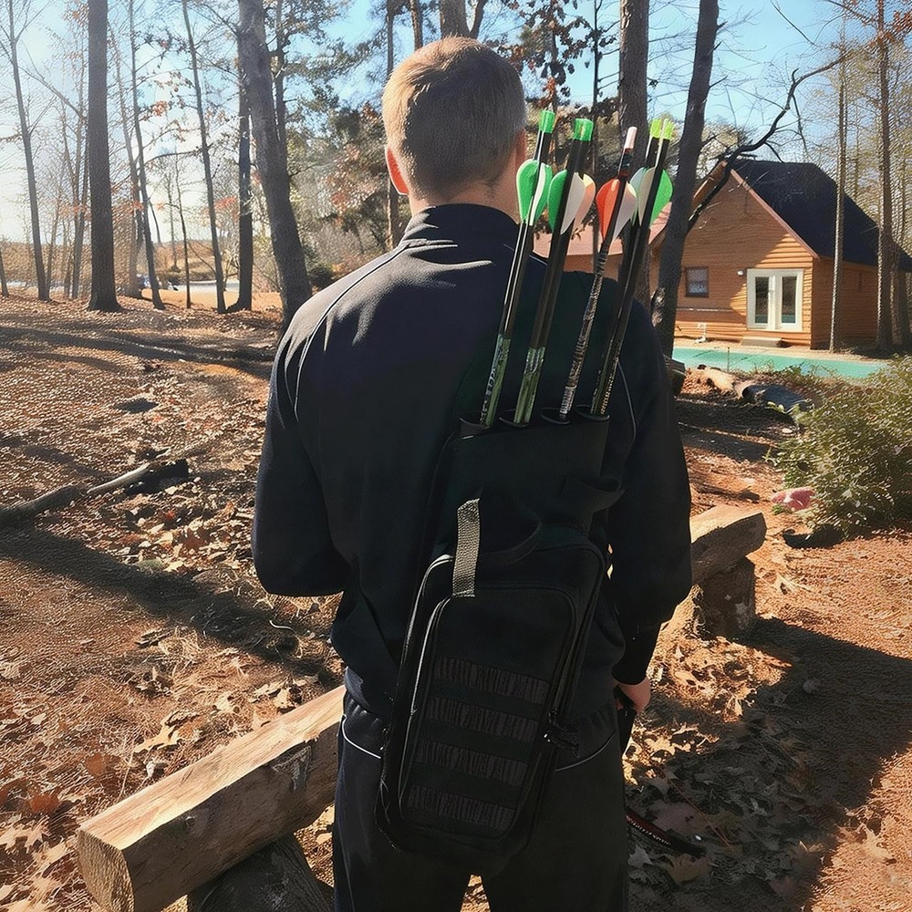XTACER Multi-Function 4-Tubes Back Field Quiver Training Archery Arrow Black