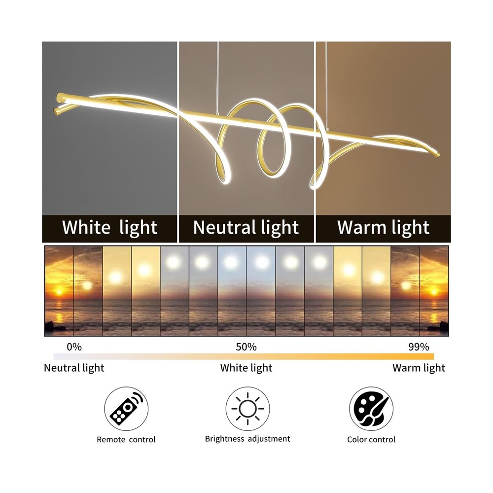 Modern Design Dimmable Desk Linear Pendant Light, with Remote Contr... Fast Ship