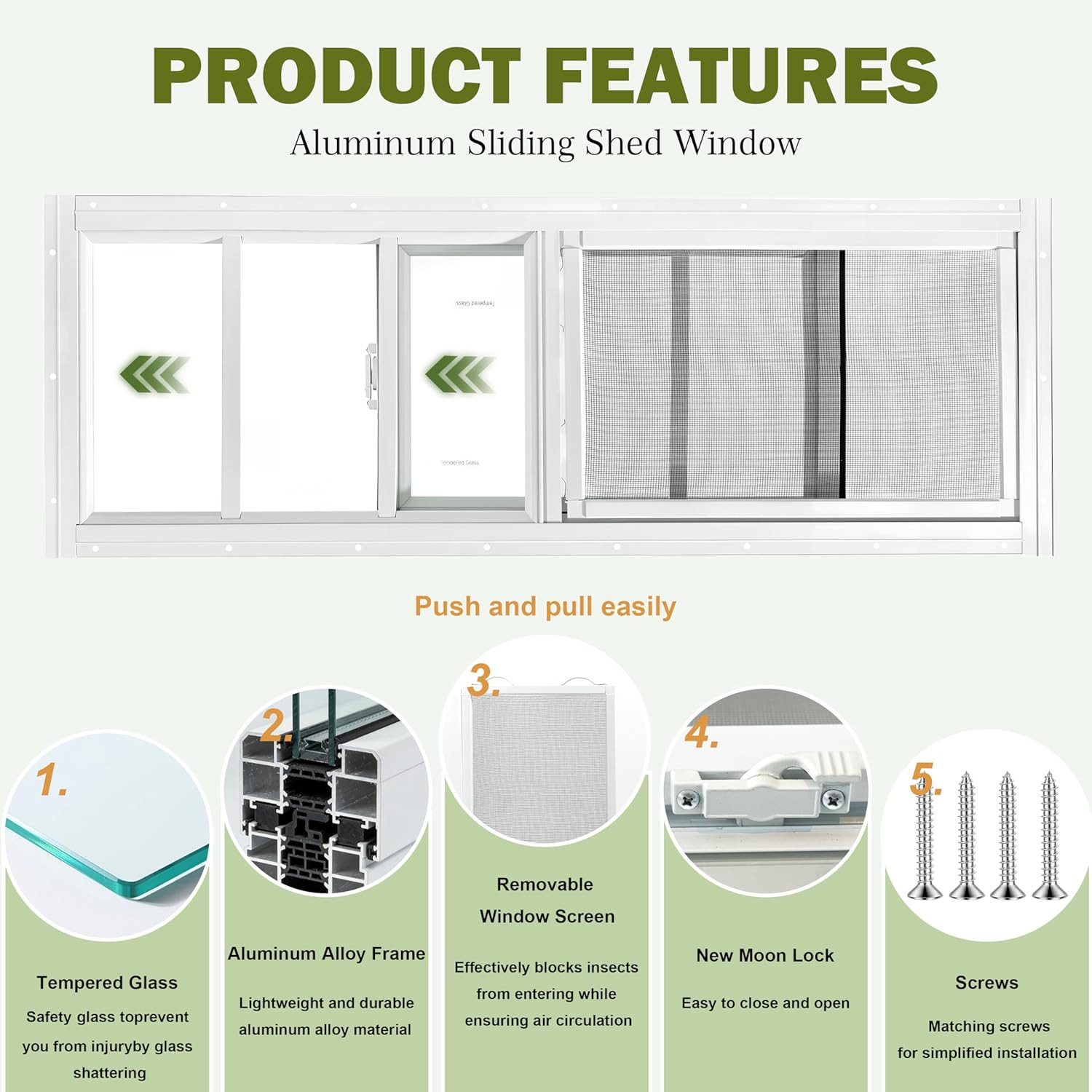 2 Pack Shed Windows, 10"X 18" White Sliding Window Suitable for Chicken Coop, Sh