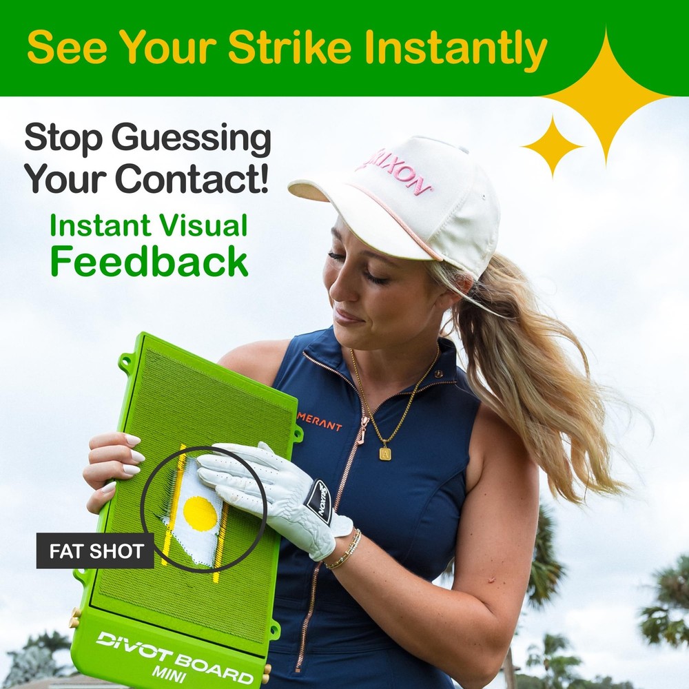 Golf Hitting Mat & Swing Path Trainer – Mini with Instant Impact Feedback for...