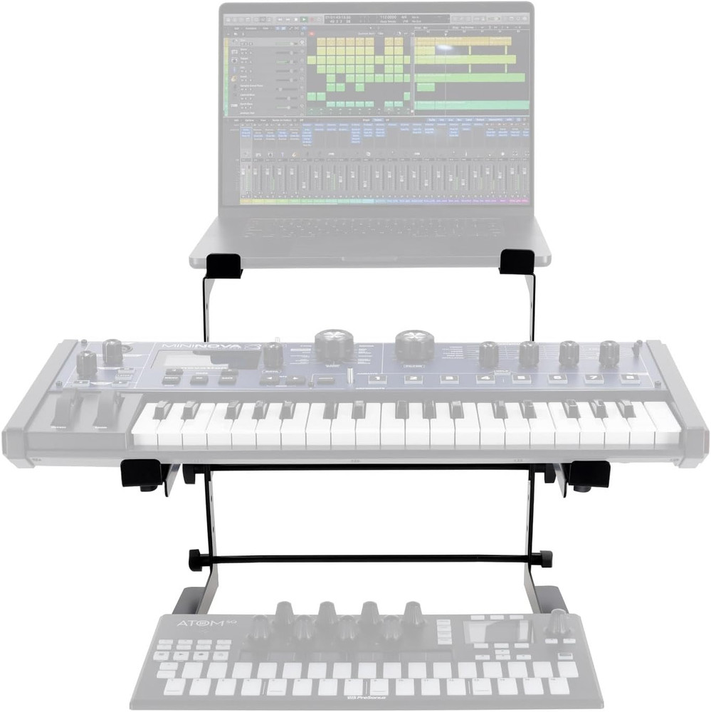 Rock2D2 Adjustable Dual Shelf DJ Controller Midi Keyboard Laptop Stand