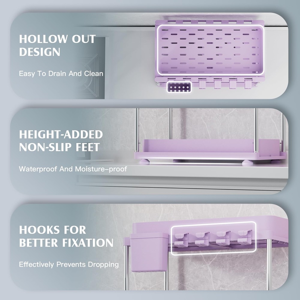 Under Sink Organizer - 2 Pack Adjustable Height, 2 Tier Organizers for Bathro...