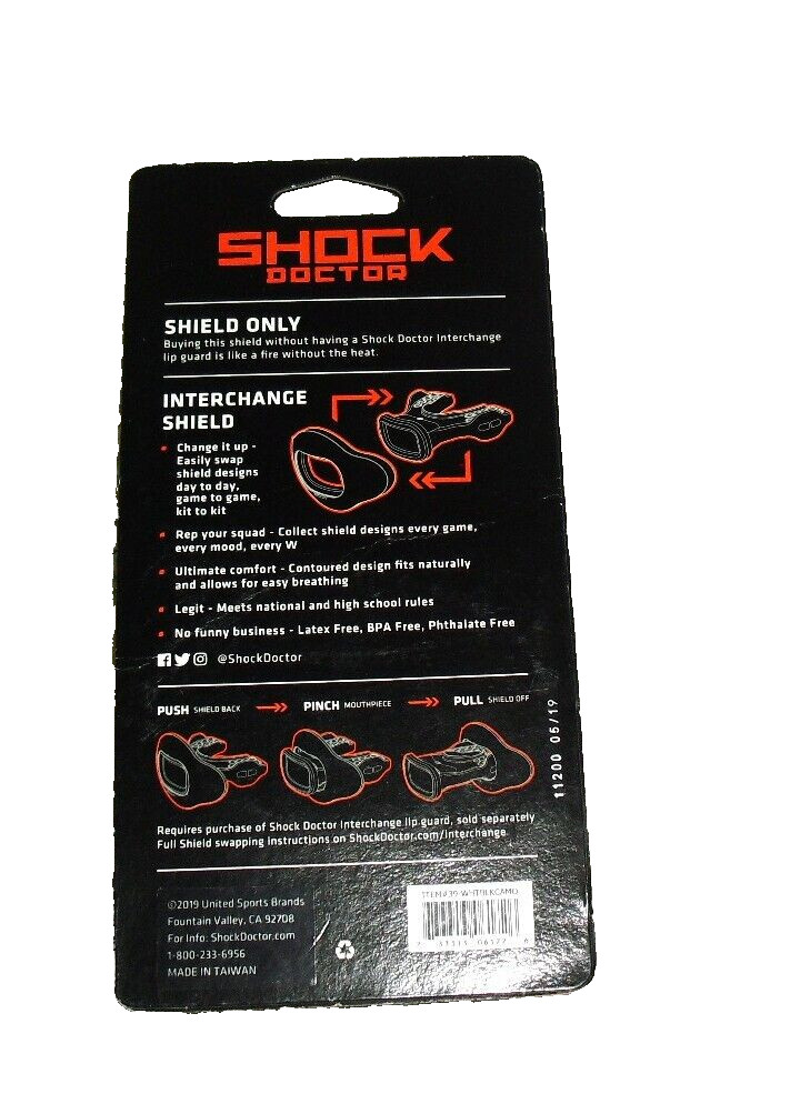 Shock Doctor Inter Change Shield Black Grey White Color New
