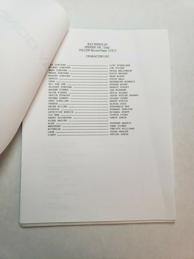 RAY DONOVAN / David Hollander 2015 TV Script, White Production Draft, "Tulip"