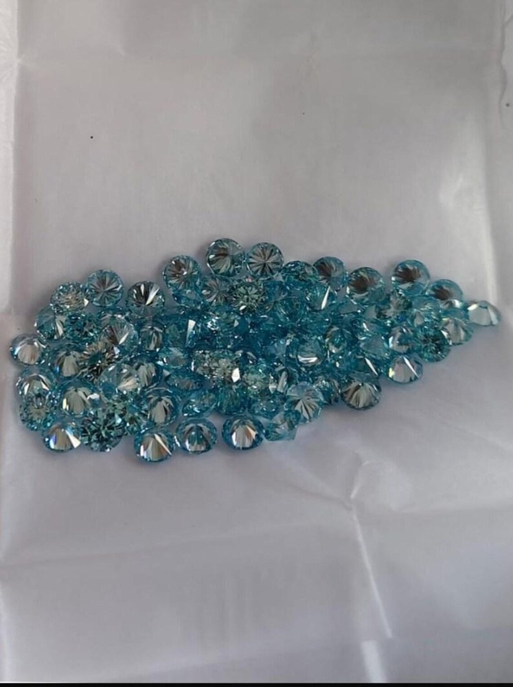 Blue Round Cut Lab Created Diamond IGI