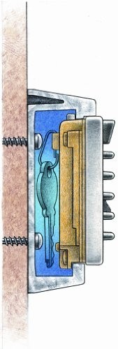 Slimline Key Lock Box - Push Button Combination, 2-Key Storage, Permanent, White