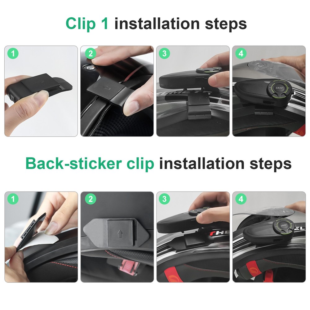2 Pack EJEAS Q8 Mesh 3.0 Bluetooth Intercom Headset with 6 Riders 1000m Group