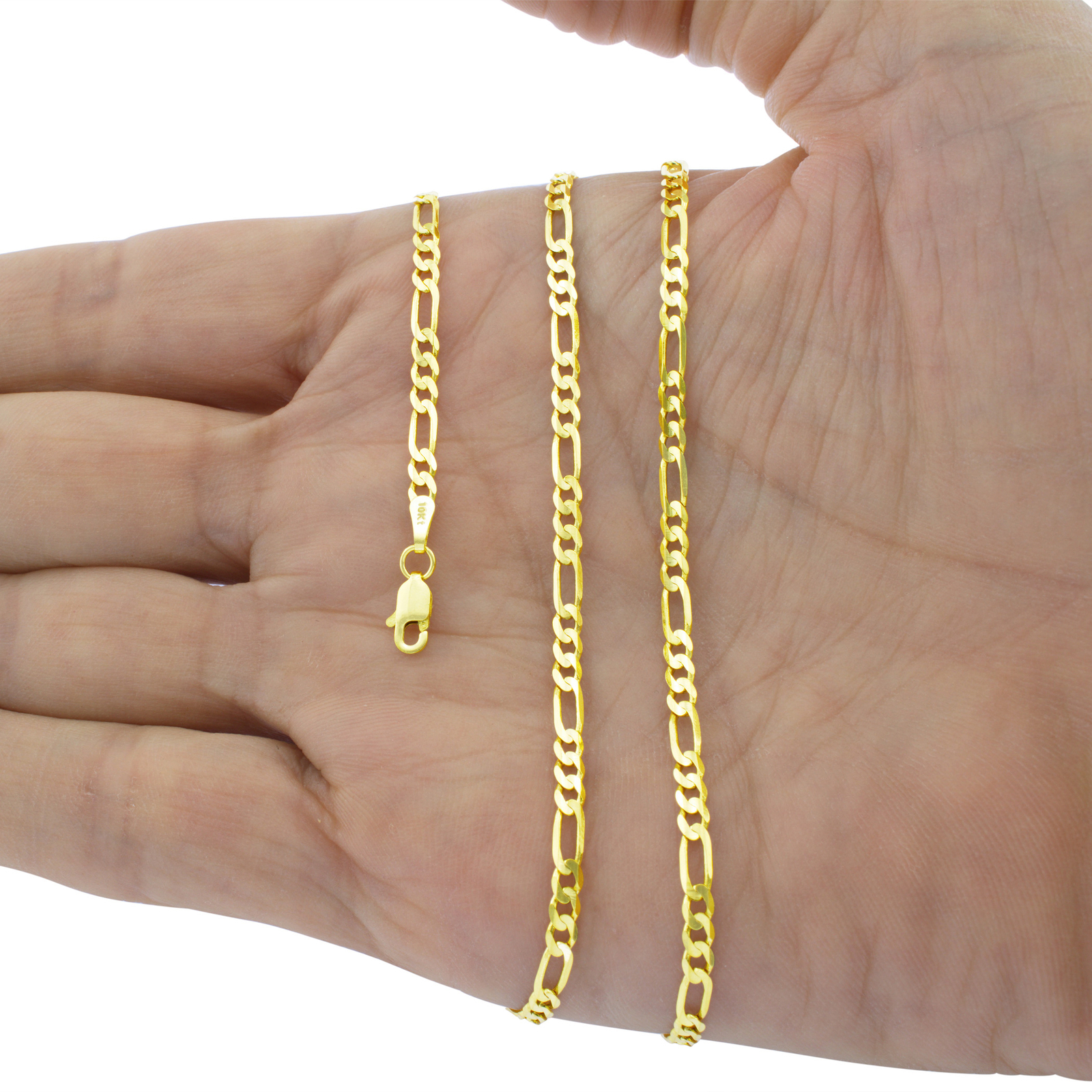 10K Real Yellow Gold 2mm-9mm Figaro Chain Link Pendant Necklace Bracelet 7"- 30"