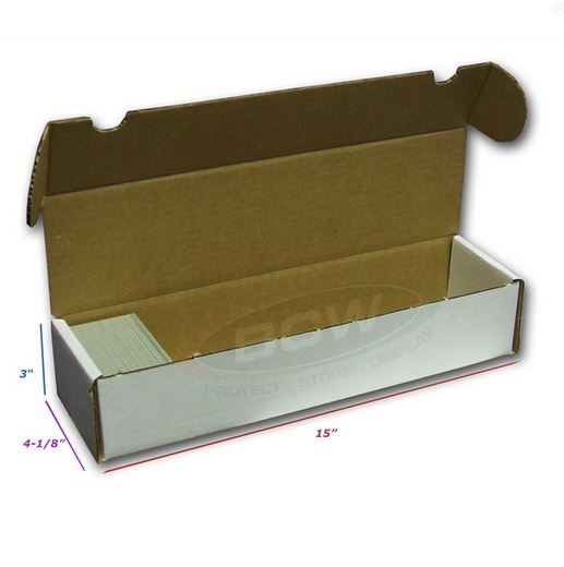 (2 Pack) 800 Count Size White Cardboard Trading Card Storage Boxes - Tab Closure