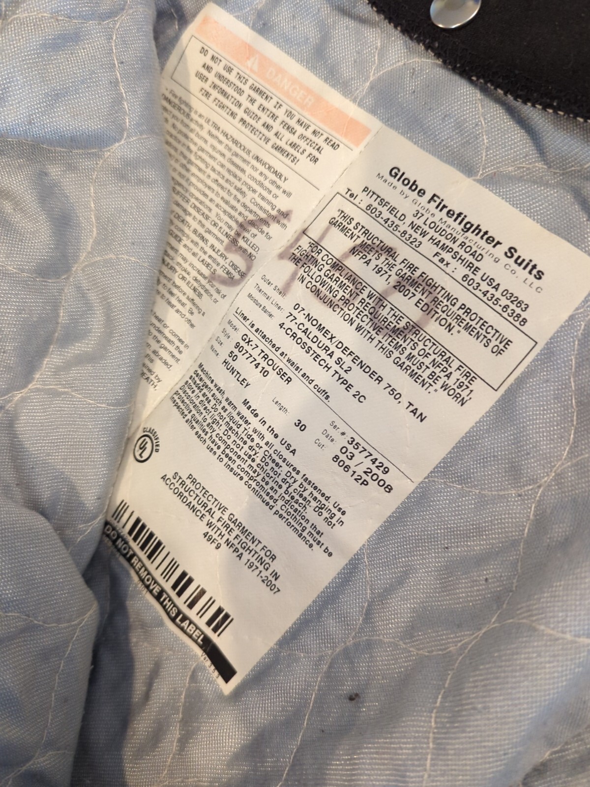 Retired Firefighter Gear Turnout Pants FIRE USED 50" X 30" See Pics