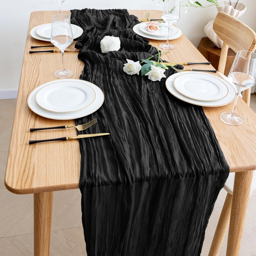 Wokceer Cheesecloth Table Runner Christmas 12Pack 10FT Black 12 Pack,