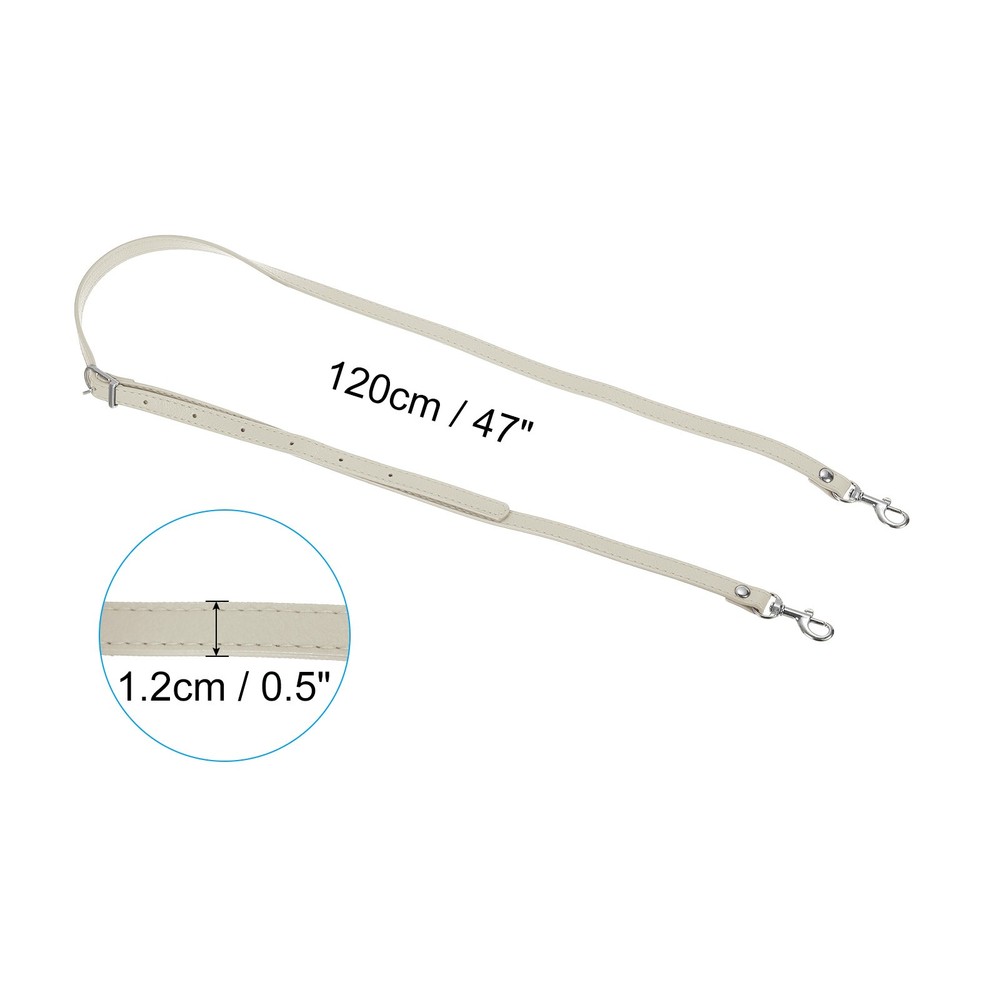 47 Inch Adjustable PU Leather Purse Strap with Silver Hardware, Beige