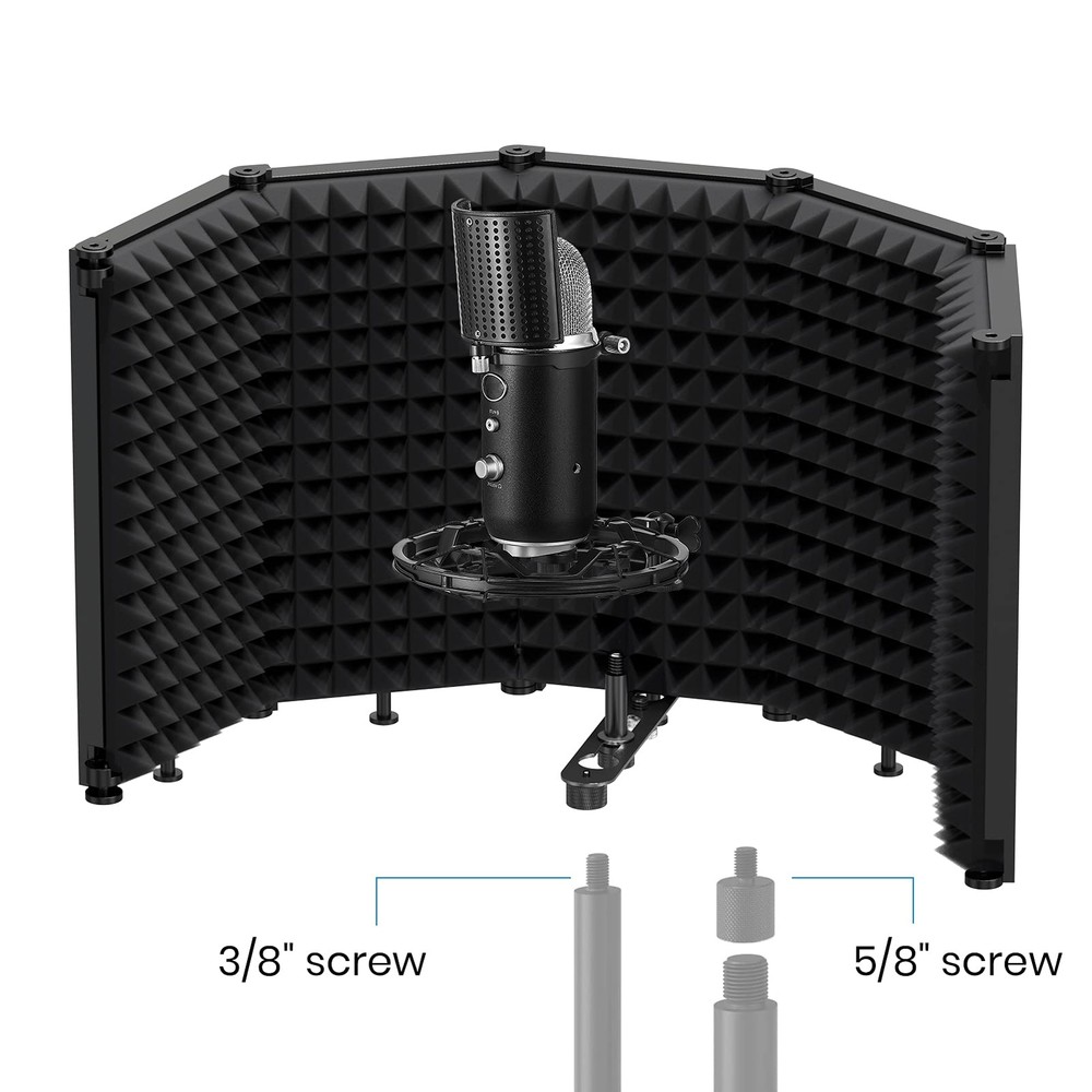 Foldable Microphone Isolation Shield with Triple Sound Insulation for Studios