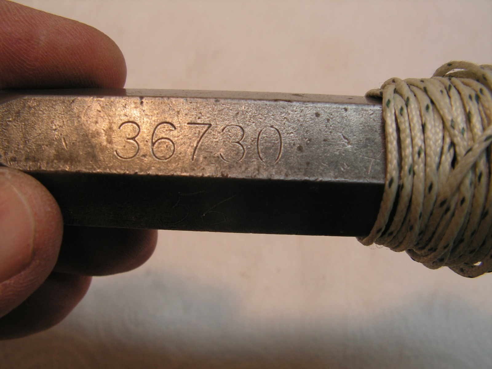 Vintage 12oz Plumb Bob With Nylon Cord 12'+ Hex Body, Nice Sharp Point