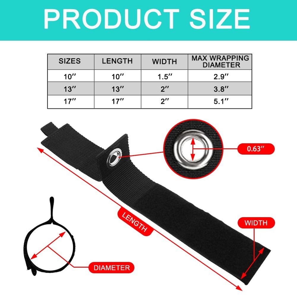 Heavy-Duty Storage Straps - 9 Pack Hook and Loop Hanging Extension Tool Cord ...