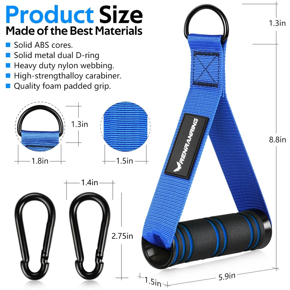 Gym Exercise Handles, Handle Attachments for Cable Machine Pulleys, Resistanc...