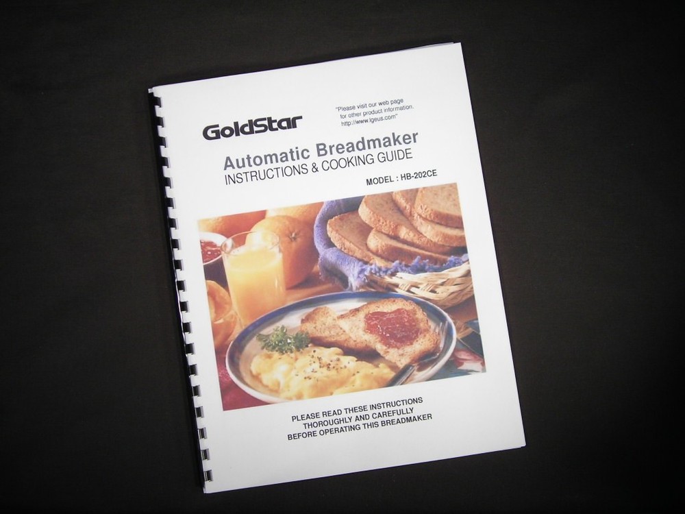 Goldstar Model HB-202CE Bread Maker Machine Instruction Manual & Recipes