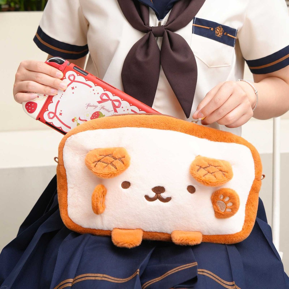 GeekShare Toast Plush Bag Carry Case with Shoulder Strap for Switch/Switch OLED