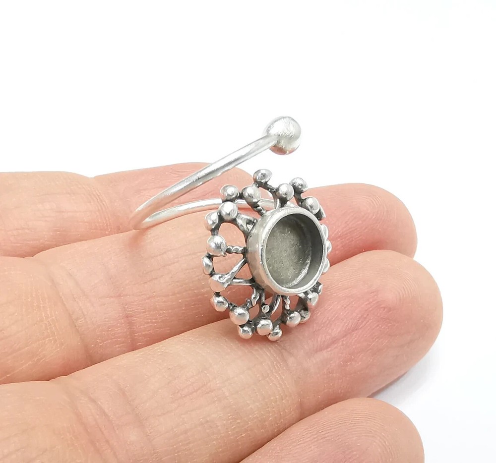 Flower, Sun Ring Setting Blank Cabochon Mounting Adjustable Resin Ring Base