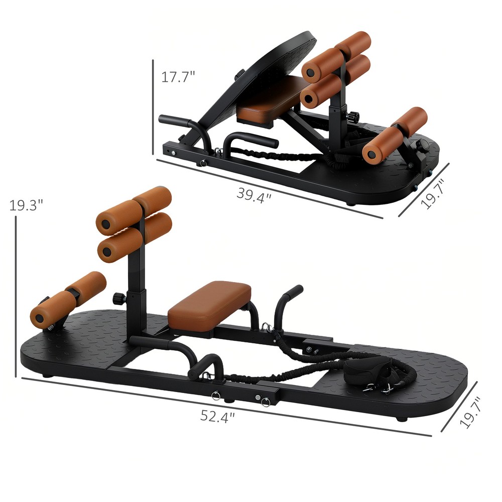 Sissy Squat Machine Hip Thrust Machine with Push Up Stand, Black