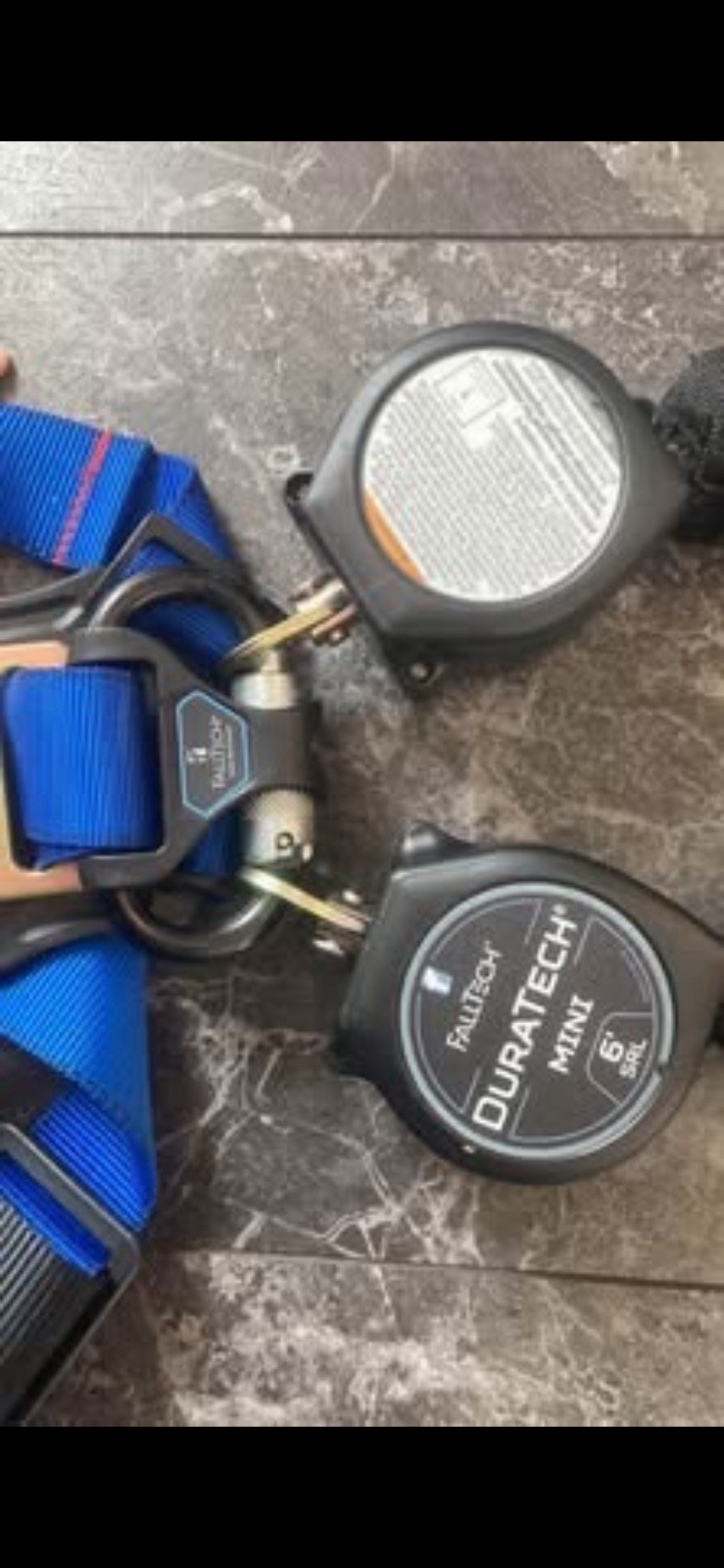 FallTech Duratech Mini SRL-P Safety Harness, 6' Steel Rebar Hooks