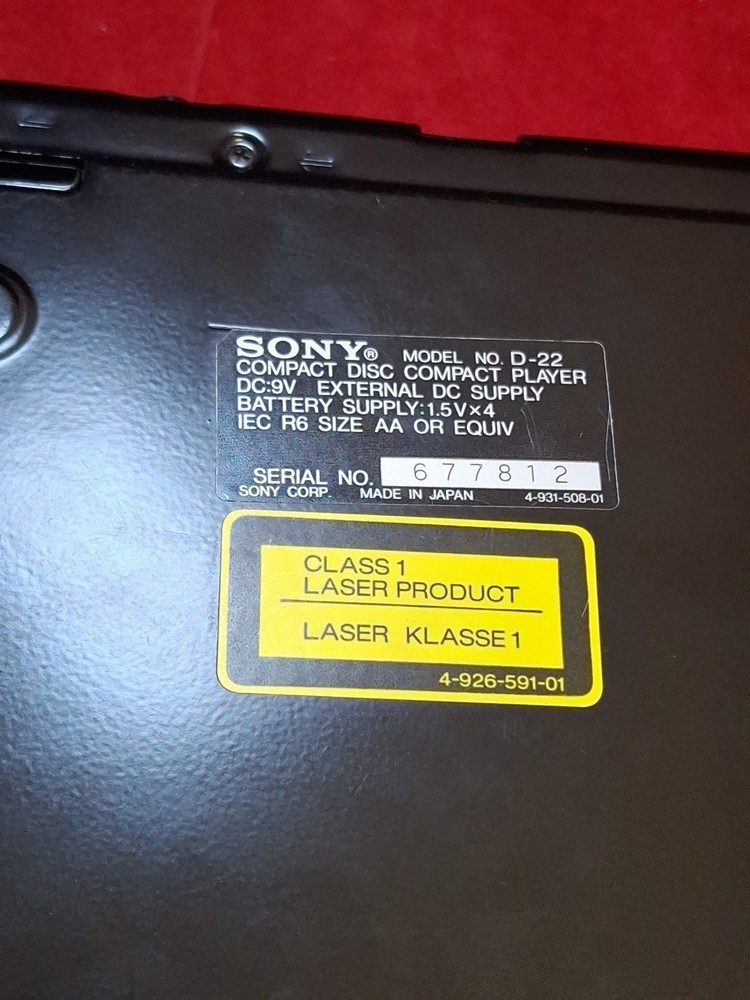 Vintage Sony Discman D-22 CD Player Working E5