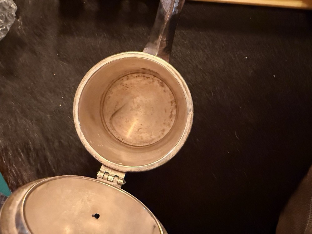 Vintage Ornate Silver Plate Wood Handle Coffee Tea Pot