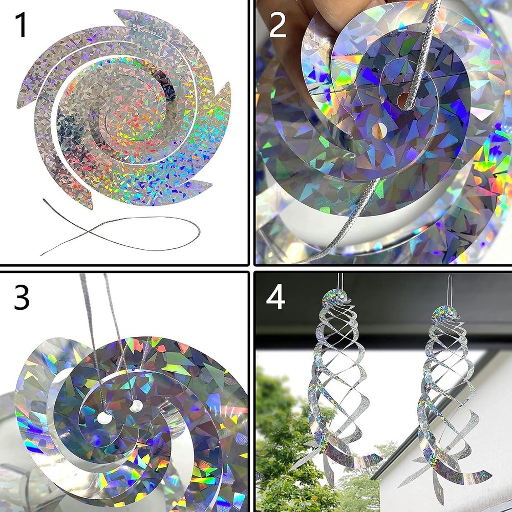 Durable 4Pcs Spiral Bird Deterrent Reflectors - Decorative & Functional
