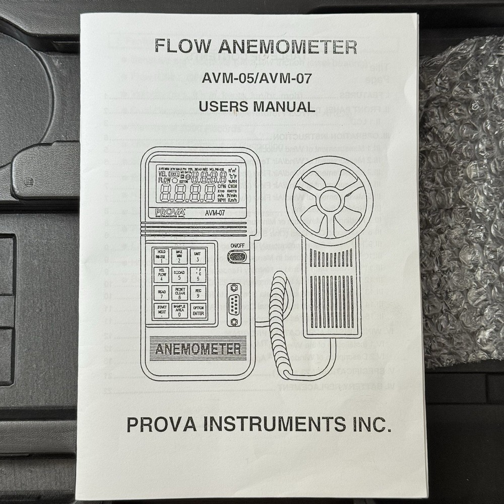 Prova Flow Anemometer AVM-07 Digital Wind Speed Meter