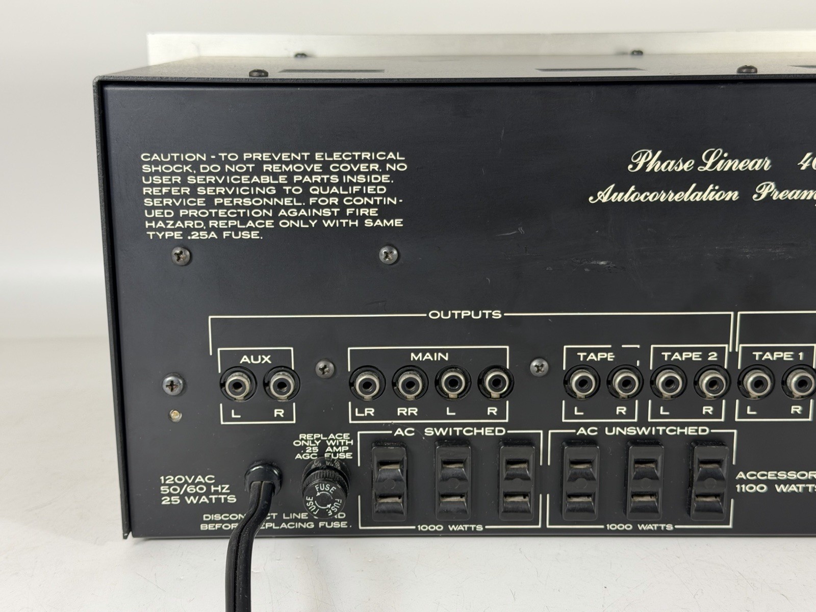 Vintage 1970s Phase Linear 4000 Audio Control Console - Power On / Need Repair