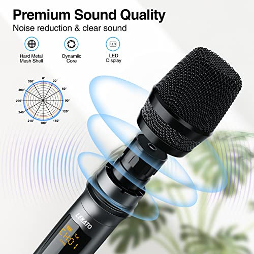 Rechargeable Wireless Microphone, Wireless MIic Dual Handheld Cordless