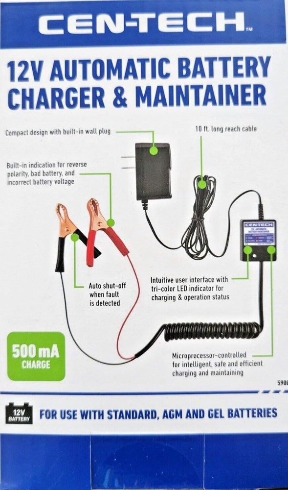 12 Volt Automatic Battery Float Trickle Charger by Cen-Tech by Cen-Tech