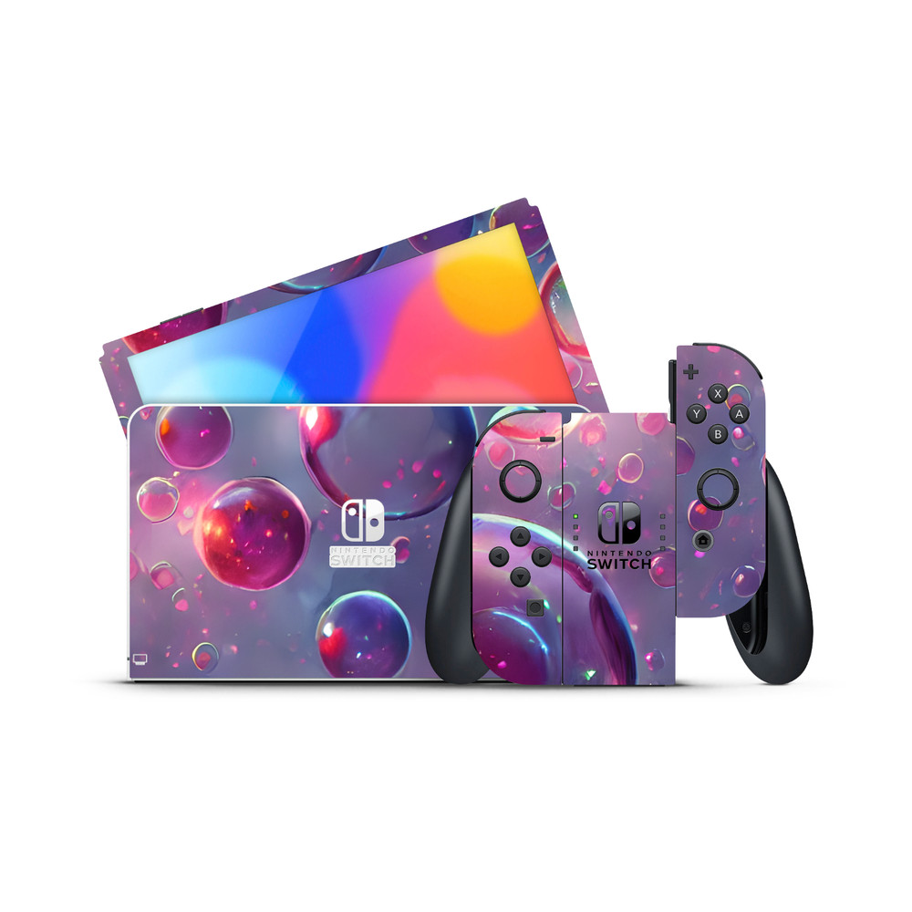 Vinyl Skin Bubbles Compatible With Nintendo Switch OLED + 2 Controller Skins
