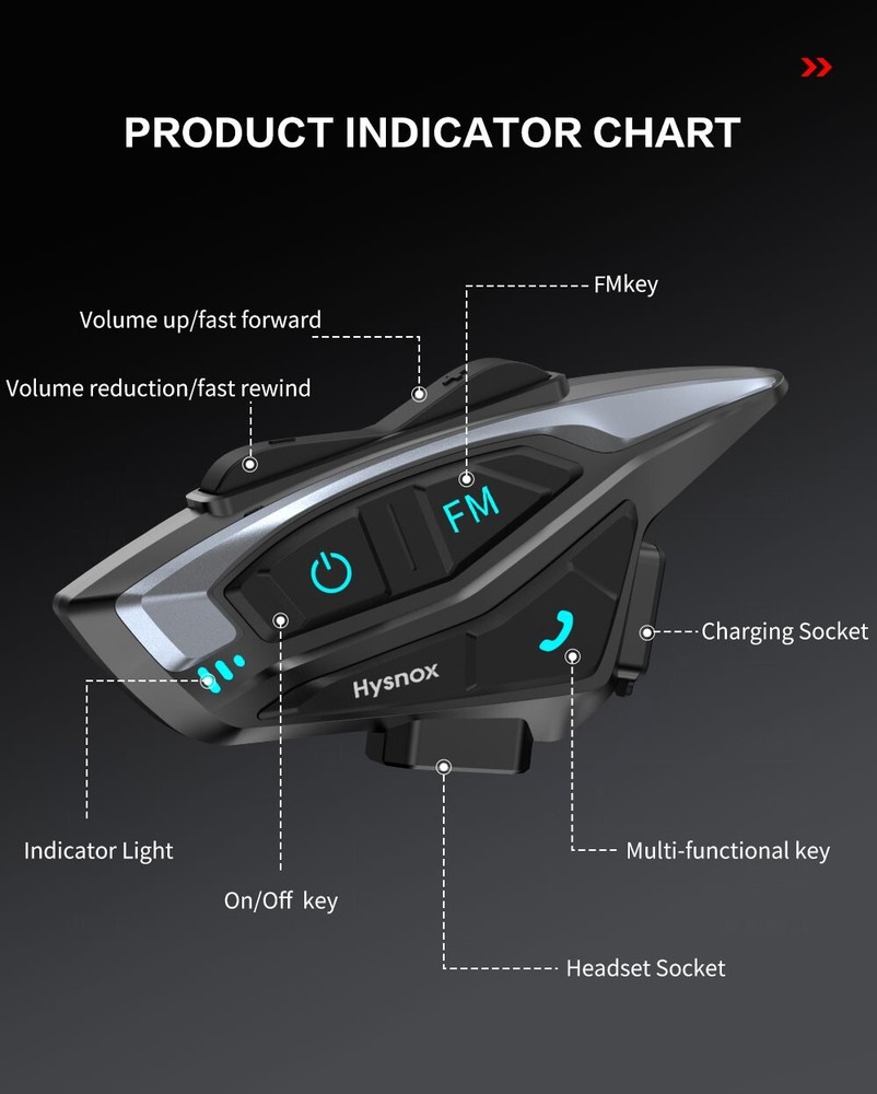 Hysnox Motorcycle Helmet Bluetooth Headset Shark-02