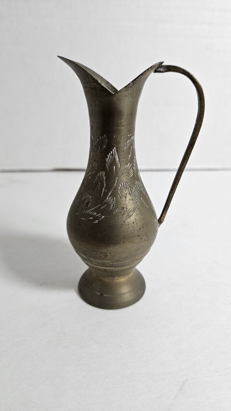 Vintage Solid Brass Pitcher with HandleItem is 4 1/2 in tall
