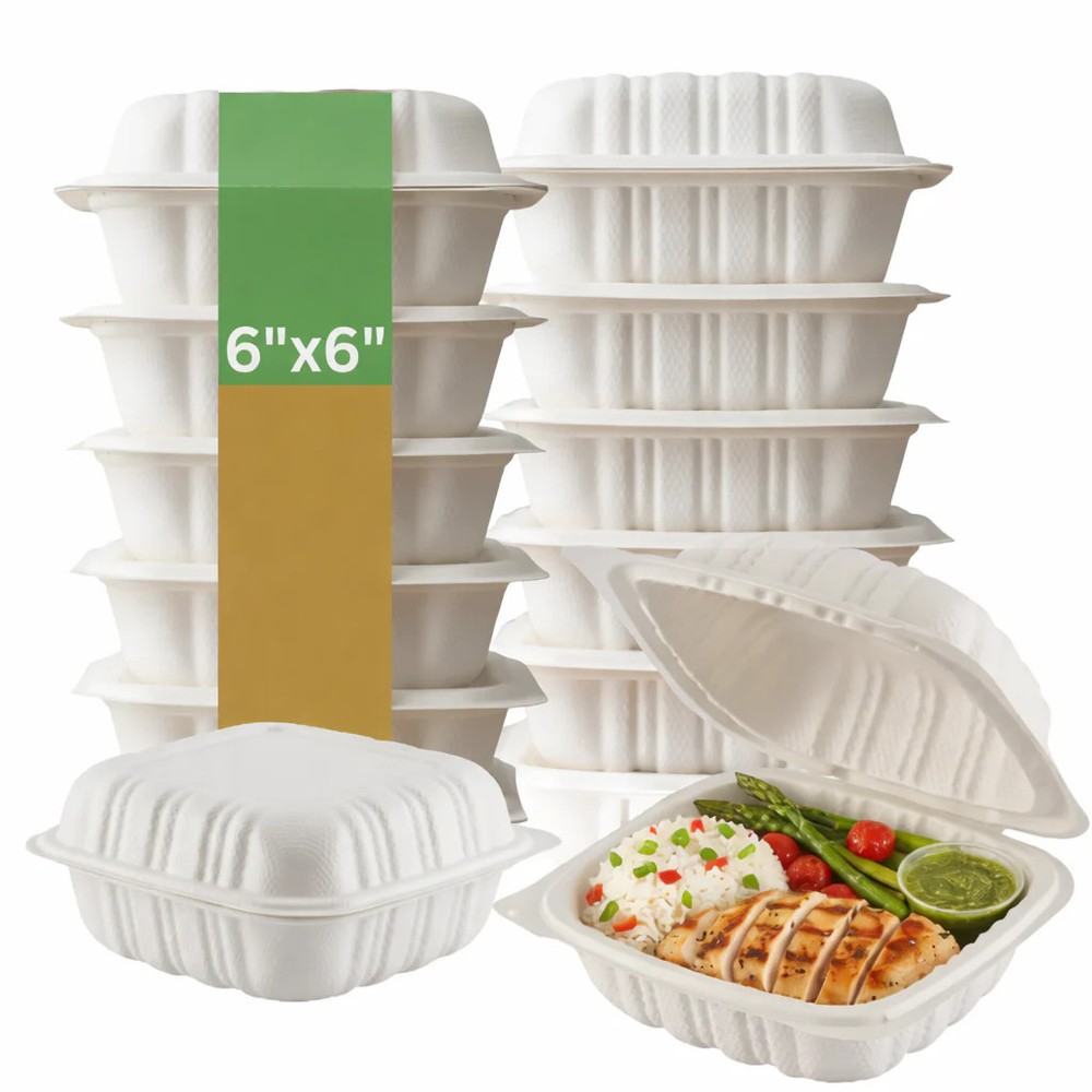Clamshell MFPP Container, Corner Lock, 6" x 6", 250pc (250/1)